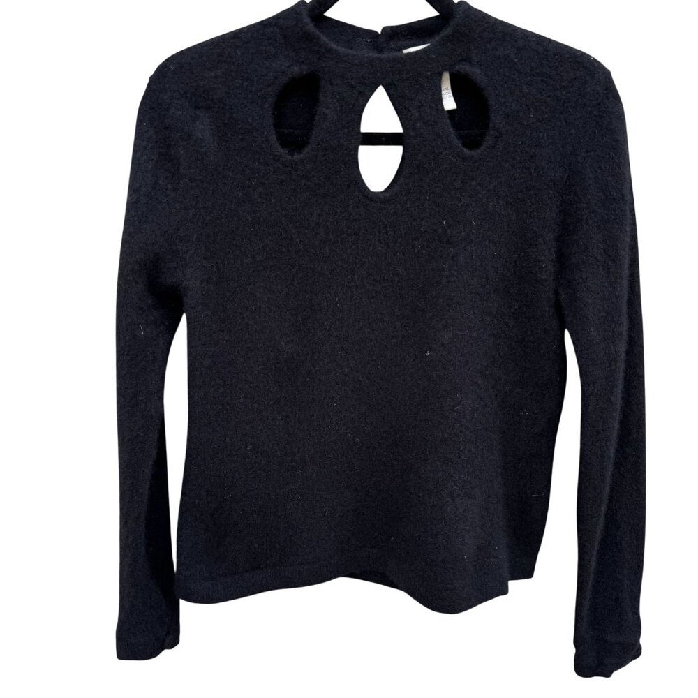 Neiman Marcus Cashmere Sweater Cutout Minimalist Quiet Luxury Black Womens XL